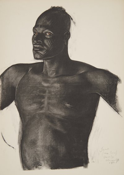 Sara the Tracker (Bahr Ouandja), de Desenhos e Pinturas Africanas, executada durante a expedição Citroen Centre Africa, segunda missão Haardt Audouin-Dubreuil, pub. Paris, 1927 de Alexander Yakovlev