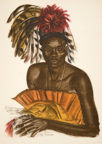 Tuba, Chefe Matchaga (Niangara (Alto Ouelle), de desenhos animados e pinturas da África, executado durante a expedição Citroen Centre Africa, segunda missão Haardt Audouin-Dubreuil, Paris, 1927 (co de Alexander Yakovlev