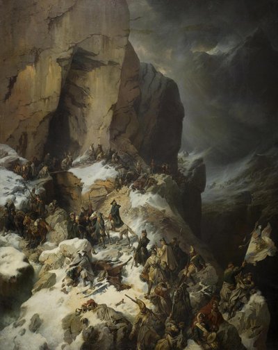 Suvorov atravessando o Panix Pass, 1860 de Alexander von Kotzebue