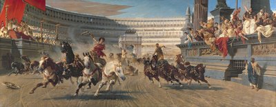 A Corrida de Carruagens, c.1882 (óleo sobre tela) de Alexander von Wagner