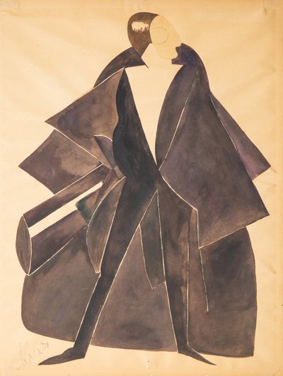 Figurino para a peça Camarada Khlestakov de Dmitri Smolin, ca 1921. de Alexandra Alexandrowna Exter