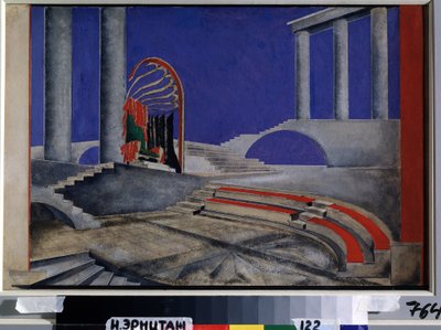 Revista de Desenho de Palco para a Edição Decors de Theatre. Obra de Alexandra Alexandrovna Exter (1882-1949), aguarela e guache sobre papel, meados dos anos 20. Arte cenográfica russa, século XX. Co de Alexandra Alexandrowna Exter