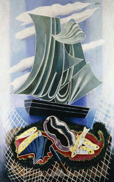 O barco; Le Bateau, c.1936 (óleo sobre tela) de Alexandra Alexandrowna Exter