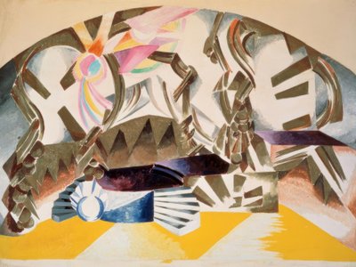 Desenho do palco do espectáculo Moscovo, Kamerny Theatre, 17 de Maio de 1921 de Alexandra Alexandrowna Exter
