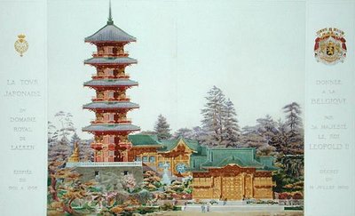 Torre japonesa no Royal Park em Laeken, Bélgica, de Orientalisme et Architecture Contemporaine, gravada por Jules Adolphe Chauvet (n.1828) (ver também 172964, 172965) de Alexandre Auguste Louis Marcel
