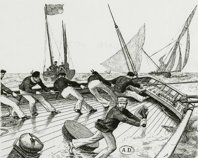 Regata à vela: Le turn du Bateau-Buoée - desenho de A. Brun, Bibl. des Arts deco. de Alexandre Brun