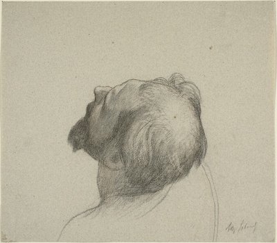 Estudo da cabeça virada para cima de um homem de Alexandre Cabanel