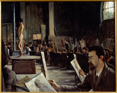O atelier do pintor Alexandre Cabanel (1823-1889) na Ecole des Beaux Arts Painting by Tacrede Bastet (1858-1942) 1883 Grenoble Musee des Beaux Arts Atenção! A utilização desta obra pode ser sujeita a um pedido de autorização de terceiros ou adicional de Alexandre Cabanel