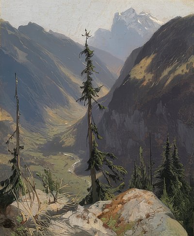 O Lütschental com o Wetterhorn. Por volta de 1850 de Alexandre Calame