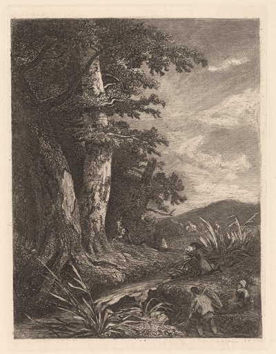 Cervo por um córrego de Alexandre Calame
