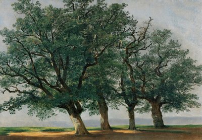Quatro Grandes Árvores (óleo sobre tela) de Alexandre Calame