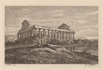 Ruínas em Paestum de Alexandre Calame
