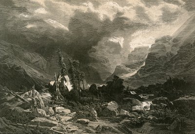 Tempestade no Haslithal, Bernese Oberland de Alexandre Calame