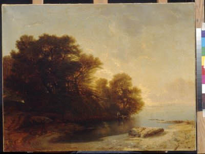 Árvores no lago de Calame, Alexandre (1810-1864). Óleo sobre tela, Dimensão : 62x81. Museu de Belas Artes do Estado de A. Pushkin, Moscou de Alexandre Calame