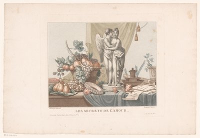 Natureza morta sobre uma mesa com uma estátua de Cupido e uma jovem mulher, possivelmente Vénus
Les secrets de l