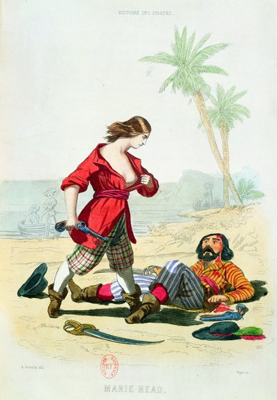 Mary Read (d.1720), de "Histoire des Pirates", de P. Christian, gravada por A. Catel, 1852 de Alexandre Debelle