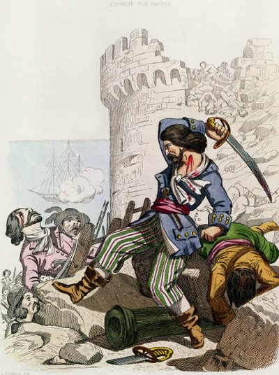 O Chevalier de Gramont, de "Histoire des Pirates" de P. Christian, gravado por A. Catel, 1852 de Alexandre Debelle