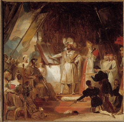 Cavaleiro de armas François I de Bayard (século XVI). A 20 de Janeiro de 1515, François I nomeou o Tenente-General Bayard do Dauphiné. Em Marignan, na noite da vitória, François quis tirar "a ordem do cavalheirismo da sua mão". Assim, o próximo m de Alexandre Evariste Fragonard