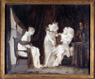 Napoleão com o Rei de Roma. Napoleão I Bonaparte (1769-1821), sua esposa Marie-Louise da Áustria (1791-1847) e em seus braços seu filho Napoleão II chamou o rei de Roma ou o Aiglon (1811-1832). Pintura de Alexandre Evariste Fragonard (1780-1850) de Alexandre Evariste Fragonard