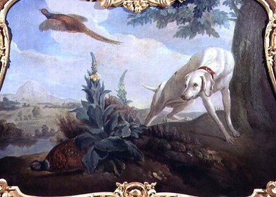 Cão com Jogo em uma Paisagem de Alexandre F. (school of) Desportes
