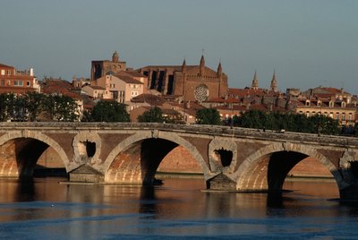 Pont-Neuf sobre o rio Garonne, Toulouse, Midi-Pyrenees, França de Nicolas Toussaint Charlet