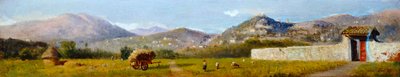 Paisagem Toscana por Lorenzo Gelati (1824-1893), óleo sobre papelão de Nicolas Toussaint Charlet