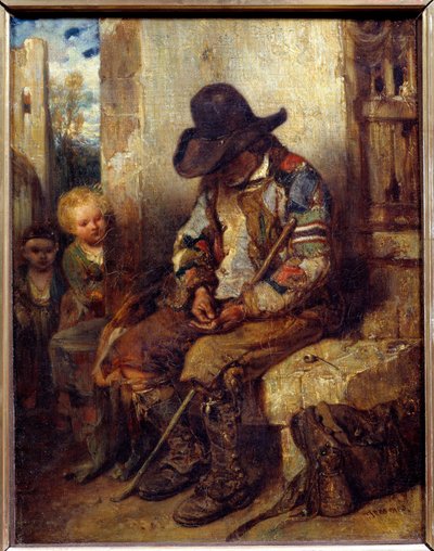 Um mendigo com sua receita Pintura de Alexandre Gabriel Decamps (1803-1860) 1833 Sol. 0,41x0,32 m de Alexandre Gabriel Decamps