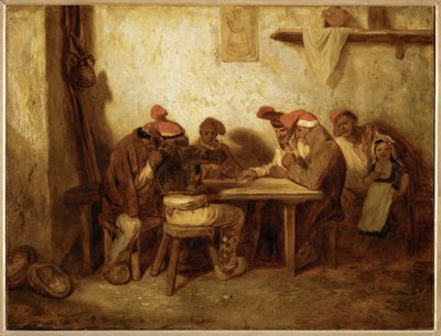 Os espanhóis a jogar às cartas, também conhecidos como os catalães ... de Alexandre Gabriel Decamps