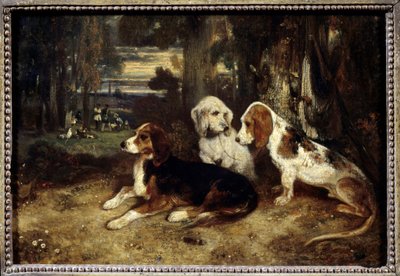 Cães de caça em repouso Pintura de Alexandre Gabriel Decamps (1803-1860) 1839 Sol. 0,26x0,37 m Paris, Musee du Louvre. de Alexandre Gabriel Decamps
