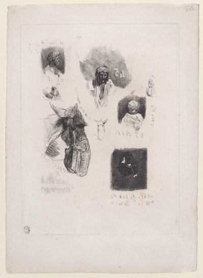 Folha de esboços, 1833-38. de Alexandre Gabriel Decamps