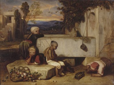 Crianças turcas brincando com uma tartaruga Souvenir de la Turquie dAsie de Alexandre Gabriel Decamps