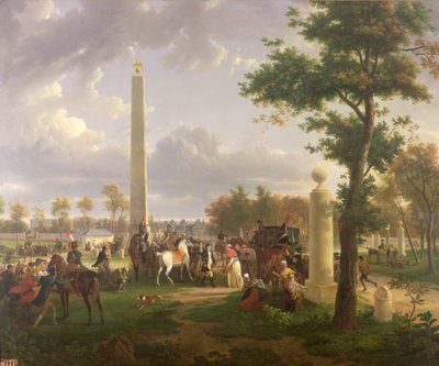 Encontro entre Napoleão I (1769-1821) e o Papa Pio VII (1742-1823) na Floresta de Fontainebleau em 1804, 1808 de Alexandre Hyacinthe Dunouy