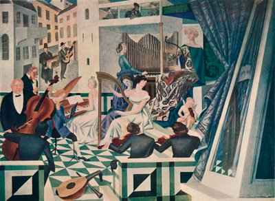 Detalhe da decoração mural em uma sala de concertos em uma casa particular, c1927 de Alexandre Jacovleff