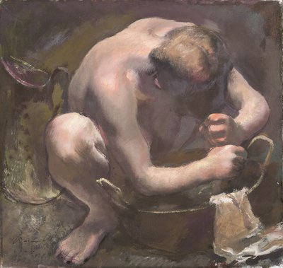 Modelo Lavando o Cabelo, 1929 (têmpera sobre tela) de Alexandre Jacovleff