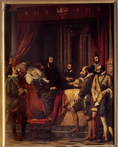 A morte do Rei da França Henrique IV (1553-1610), seu corpo é exibido na Pintura do Louvre por Alexandre Hesse (1806-1879) de Alexandre Jean Baptiste Hesse
