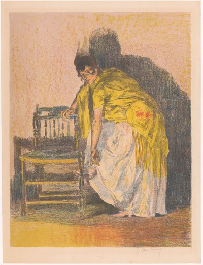 Mulher espanhola calça um sapato de Alexandre Lunois (signed by artist)