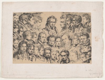 Girodet e seus alunos, ca. 1817. de Alexandre Marie Colin