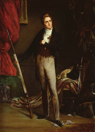 Retrato de um jovem revolucionário durante a Revolução Francesa de 1830 (óleo sobre papelão) de Alexandre Marie Colin
