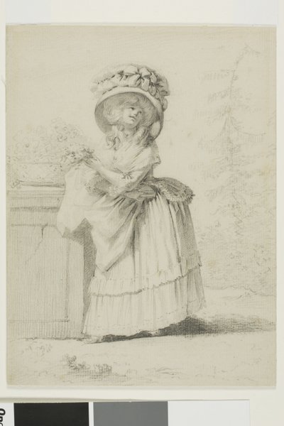 Uma mulher jovem e elegante num jardim de Alexandre Moitte