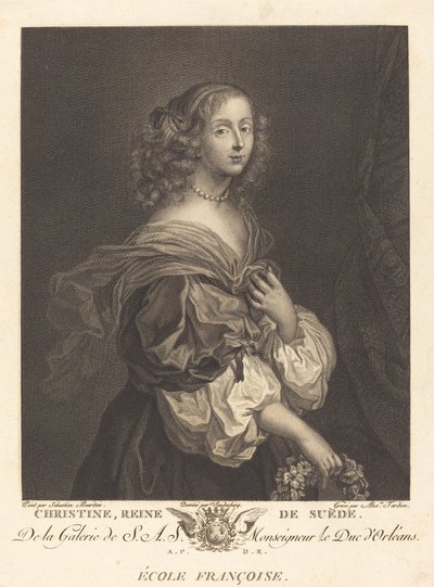 Rainha Cristina da Suécia de Alexandre Tardieu after Sébastien Bourdon after Charles Auguste van den Berghe