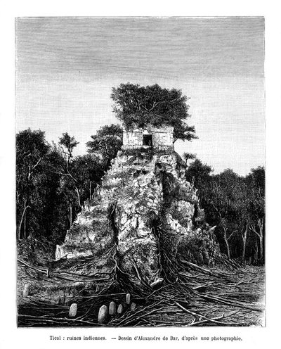 Ruínas maias, Tikal, Guatemala, século XIX de Alexandre de Bar