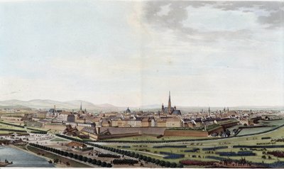 Vista geral de Viena tirada da igreja de São Carlos - in "Voyage pitoresque en Austria par le Comte Alexandre de Laborde", Paris, ed. Didot l
