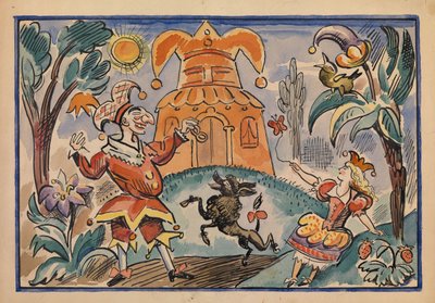 Ilustração para a Guerra de Petrushka e Stepka-Rastrepka por Evgeni Schwartz, 1925 de Alexei Alexandrovich Radakov