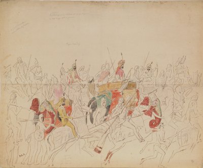 Maharaja Sher Singh de Punjab e sua corte, 1846 de Alexei Dmitriyevich Saltykov