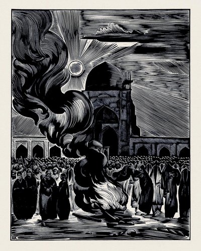 A Libertação das Mulheres Muçulmanas. Queimando o Véu, 1928 de Alexei Ilyich Kravchenko