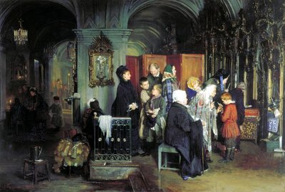 Antes da Confissão, 1877. de Alexei Ivanovich Korzukhin