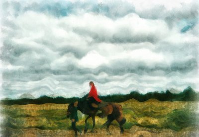 Andar a cavalo,2020,(técnica mista) de Alexei Makhov