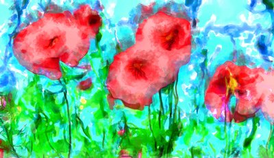 Papoilas e nuvens,2020,(técnica mista) de Alexei Makhov