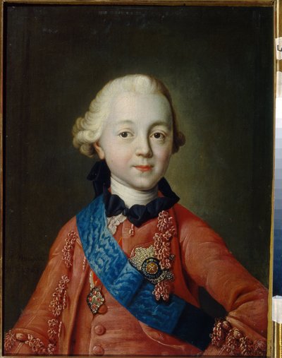 Retrato do Grão-Duque Pavel Petrovich Romanov (1754-1801) quando criança. Ele se tornará o czar da Rússia sob o nome de Paulo I. (Retrato do Grão-Duque Pavel Petrovich quando criança). Pintura de Alexei Petrovich Antropov (1716-1795) de Alexei Petrovich Antropov