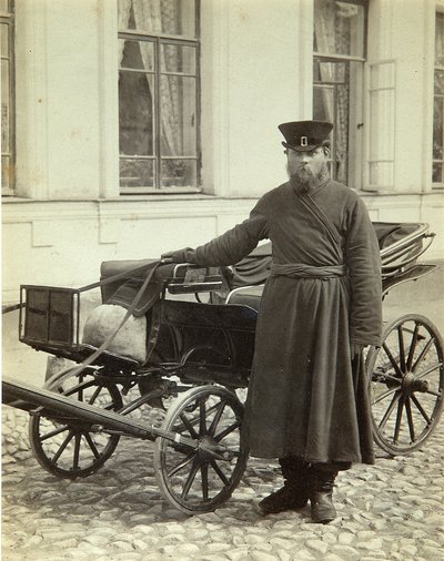 Um cocheiro. Foto de Albumina por Alexei Sergeevich Mazurin (1846- depois de 1914) de Alexei Sergeevich Mazurin